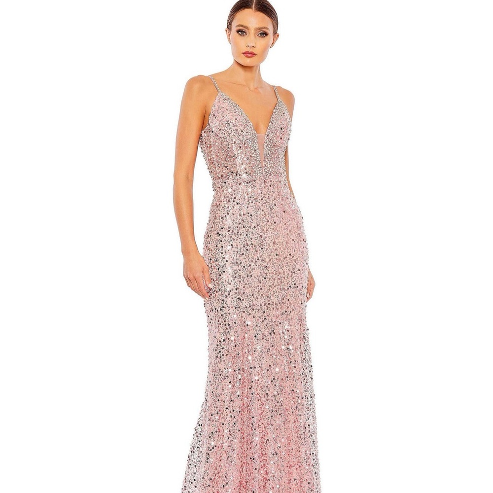 Mac Duggal Pink and Silver Sequin Prom Dress